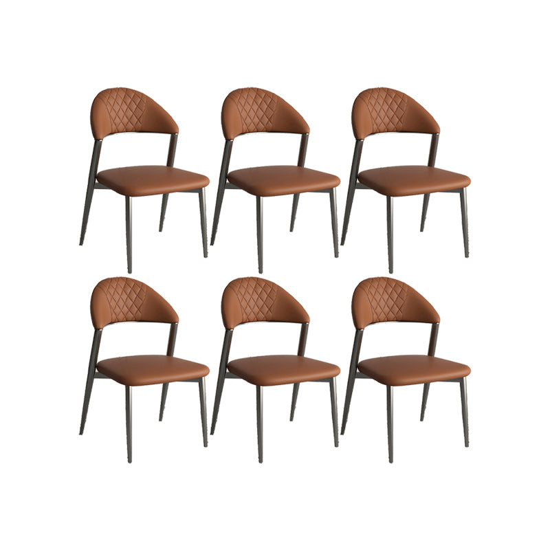 Faux Leather Dining Chairs Nordic Style Open Back Armless Chair for Dining Room