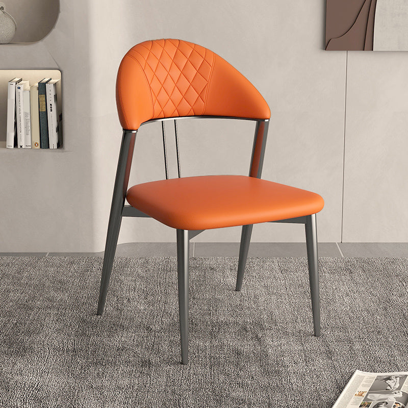 Faux Leather Dining Chairs Nordic Style Open Back Armless Chair for Dining Room
