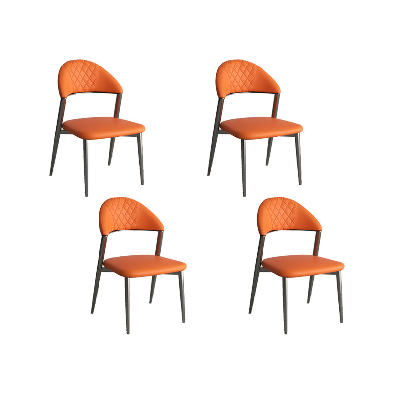 Faux Leather Dining Chairs Nordic Style Open Back Armless Chair for Dining Room