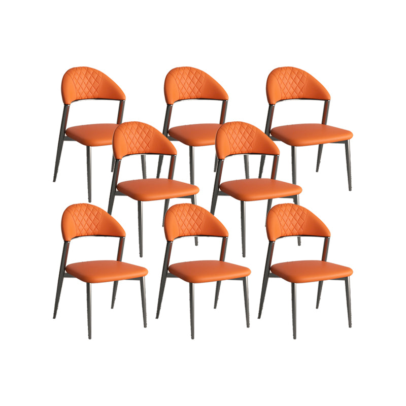 Faux Leather Dining Chairs Nordic Style Open Back Armless Chair for Dining Room