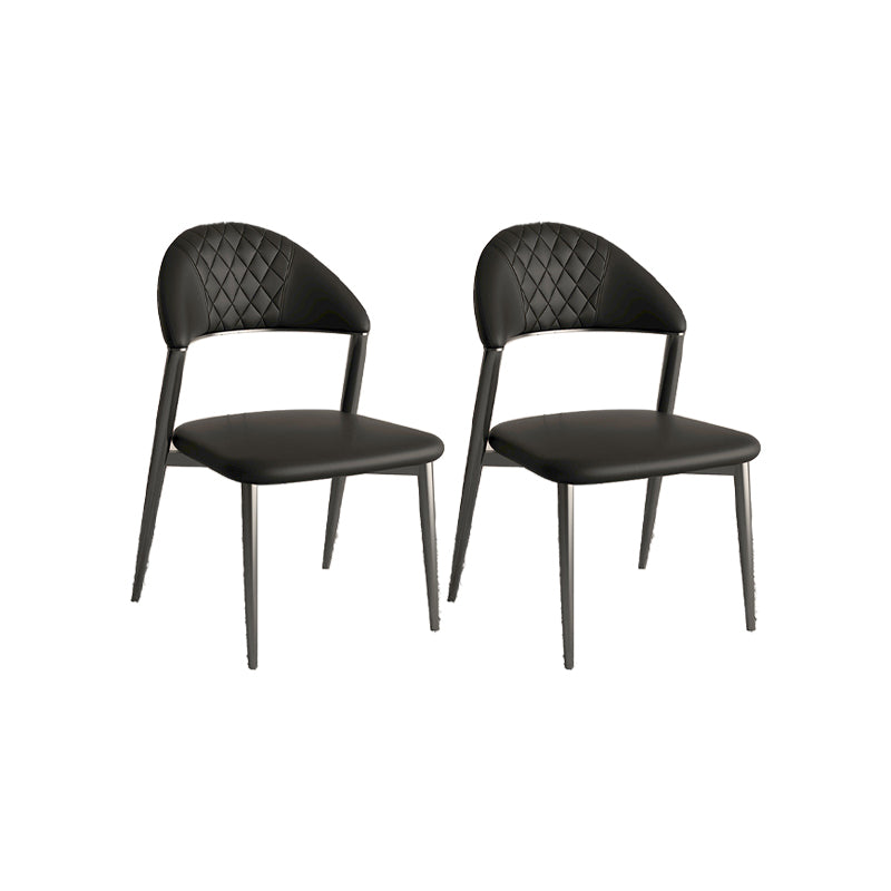 Faux Leather Dining Chairs Nordic Style Open Back Armless Chair for Dining Room