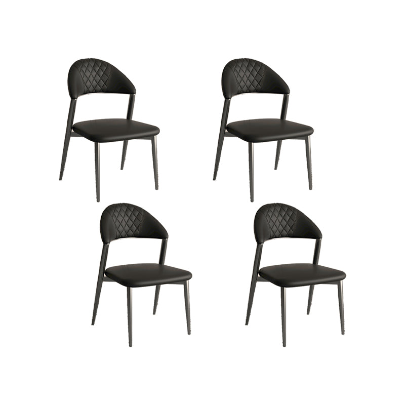 Faux Leather Dining Chairs Nordic Style Open Back Armless Chair for Dining Room