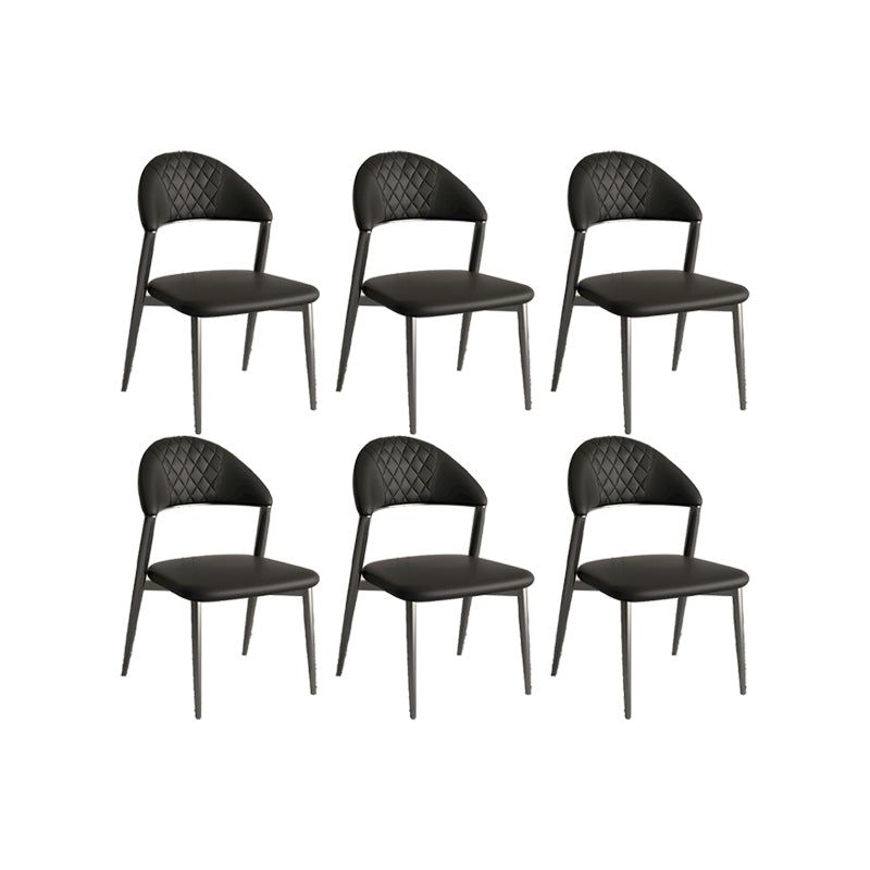 Faux Leather Dining Chairs Nordic Style Open Back Armless Chair for Dining Room