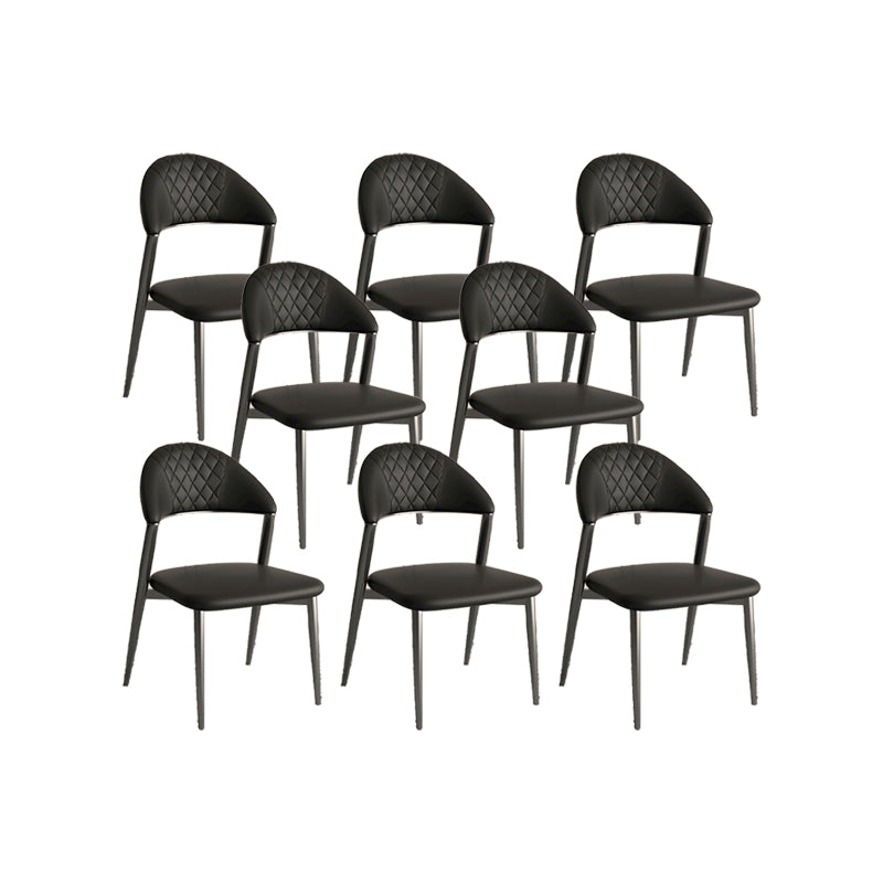 Faux Leather Dining Chairs Nordic Style Open Back Armless Chair for Dining Room