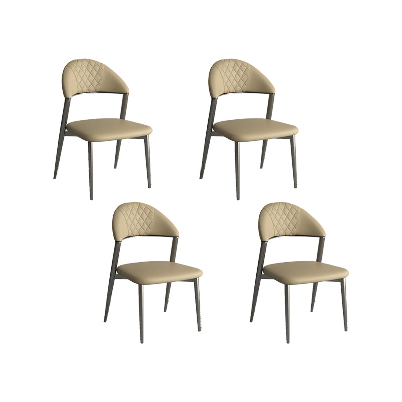 Faux Leather Dining Chairs Nordic Style Open Back Armless Chair for Dining Room
