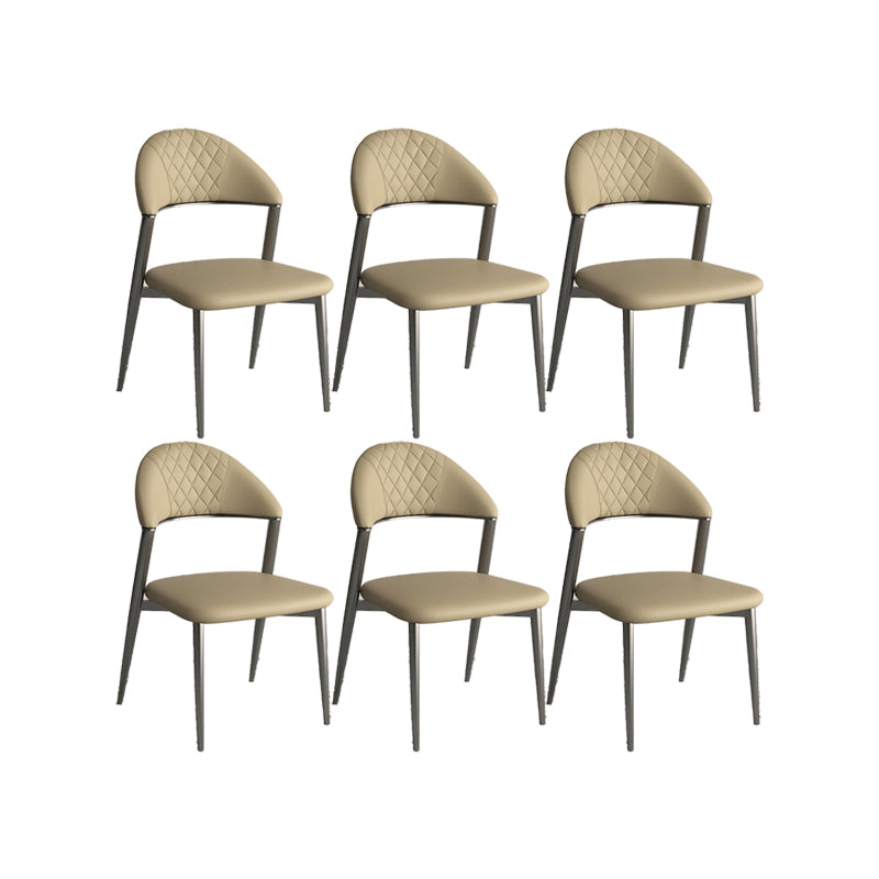 Faux Leather Dining Chairs Nordic Style Open Back Armless Chair for Dining Room