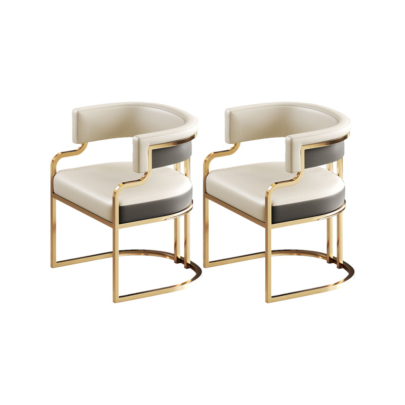 Faux Leather Dining Chairs Glam Style Open Back Armless Chair for Dining Room