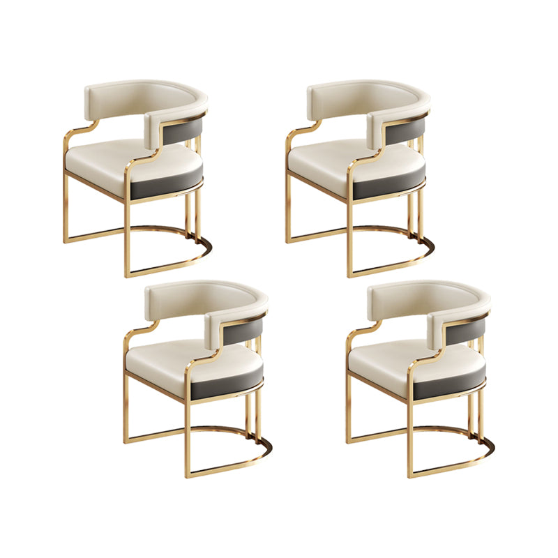 Faux Leather Dining Chairs Glam Style Open Back Armless Chair for Dining Room