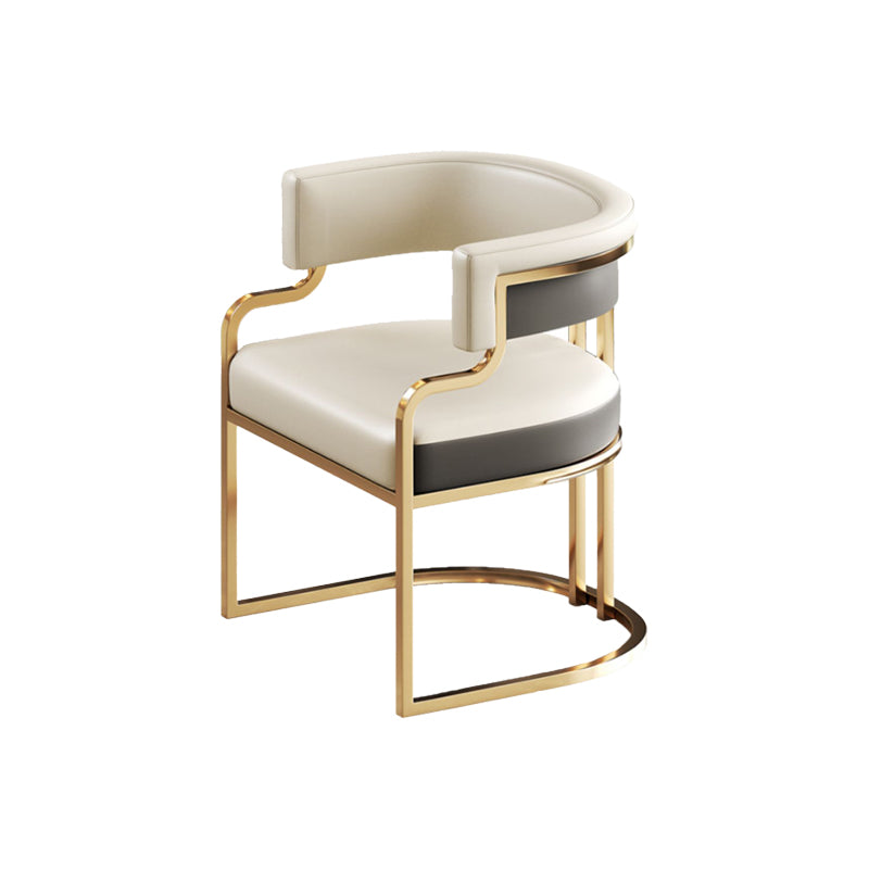 Faux Leather Dining Chairs Glam Style Open Back Armless Chair for Dining Room