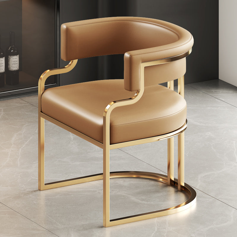 Faux Leather Dining Chairs Glam Style Open Back Armless Chair for Dining Room