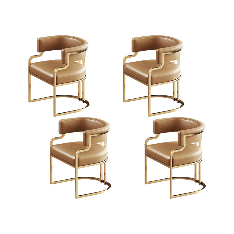 Faux Leather Dining Chairs Glam Style Open Back Armless Chair for Dining Room