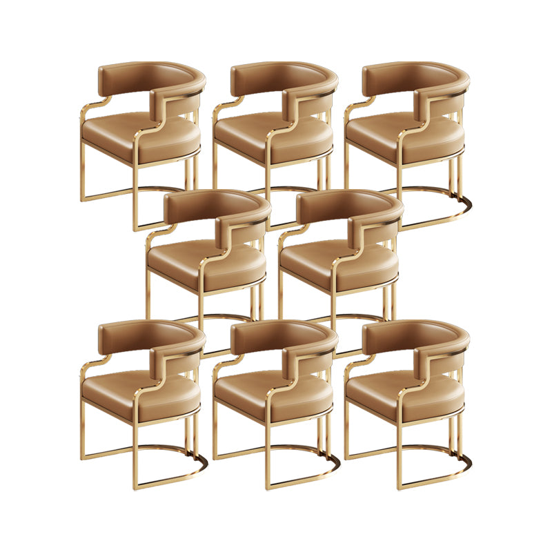 Faux Leather Dining Chairs Glam Style Open Back Armless Chair for Dining Room