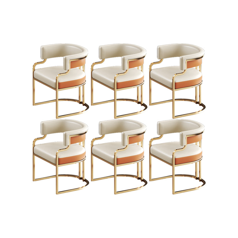 Faux Leather Dining Chairs Glam Style Open Back Armless Chair for Dining Room