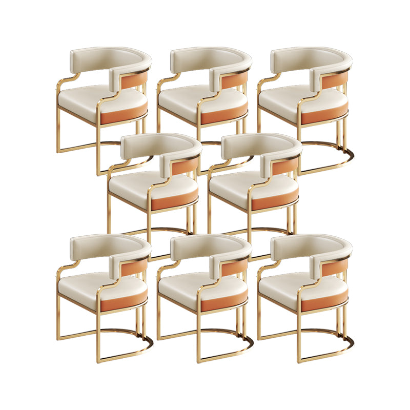Faux Leather Dining Chairs Glam Style Open Back Armless Chair for Dining Room