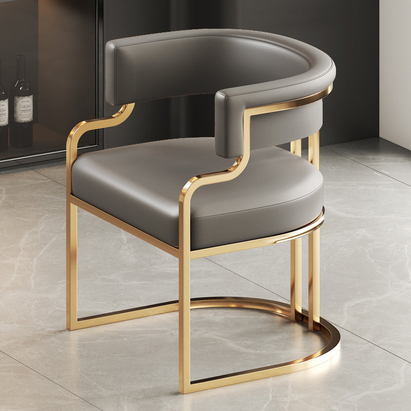 Faux Leather Dining Chairs Glam Style Open Back Armless Chair for Dining Room