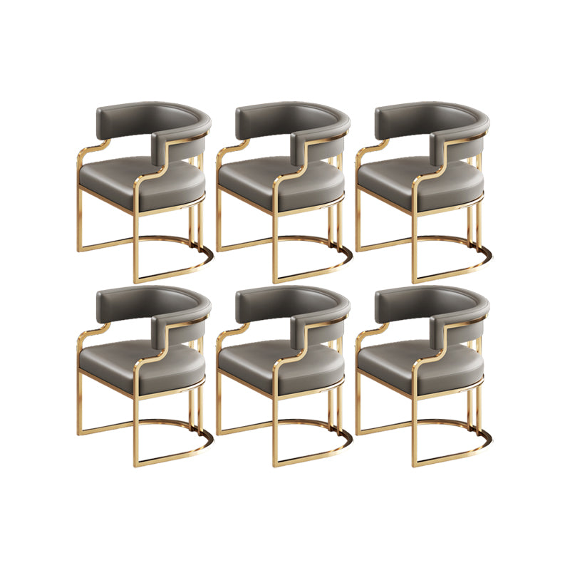 Faux Leather Dining Chairs Glam Style Open Back Armless Chair for Dining Room