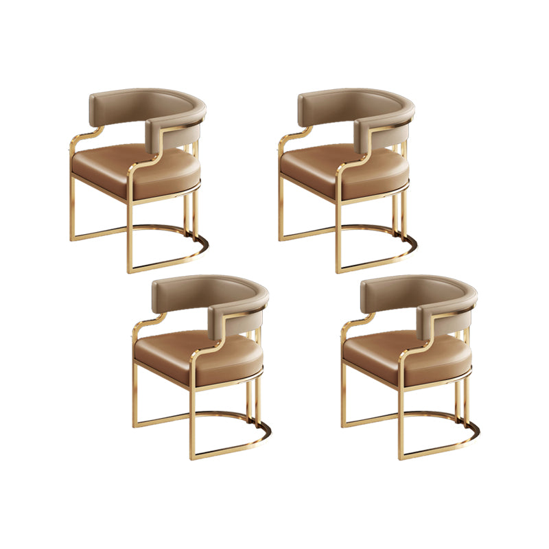 Faux Leather Dining Chairs Glam Style Open Back Armless Chair for Dining Room