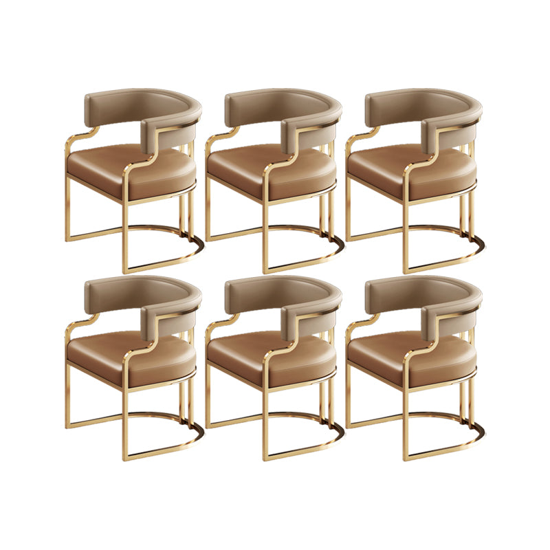 Faux Leather Dining Chairs Glam Style Open Back Armless Chair for Dining Room