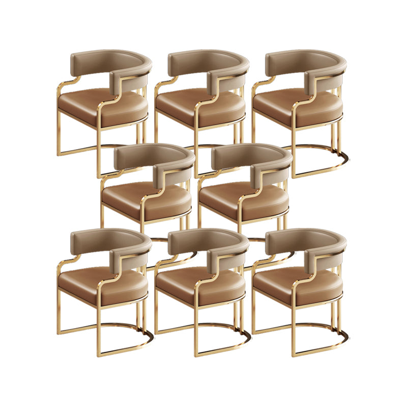 Faux Leather Dining Chairs Glam Style Open Back Armless Chair for Dining Room