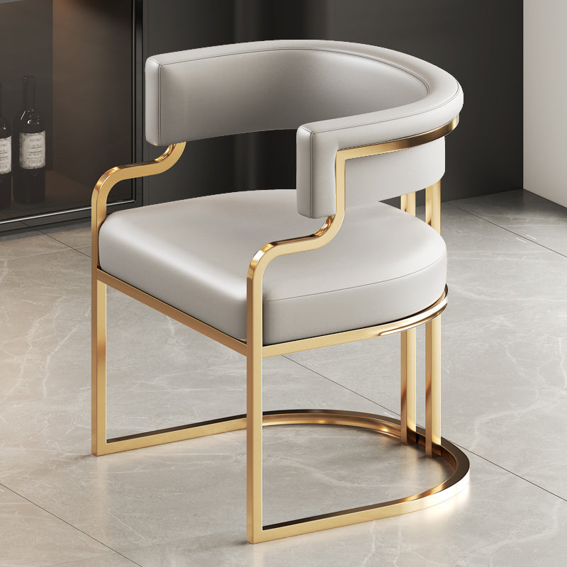 Faux Leather Dining Chairs Glam Style Open Back Armless Chair for Dining Room
