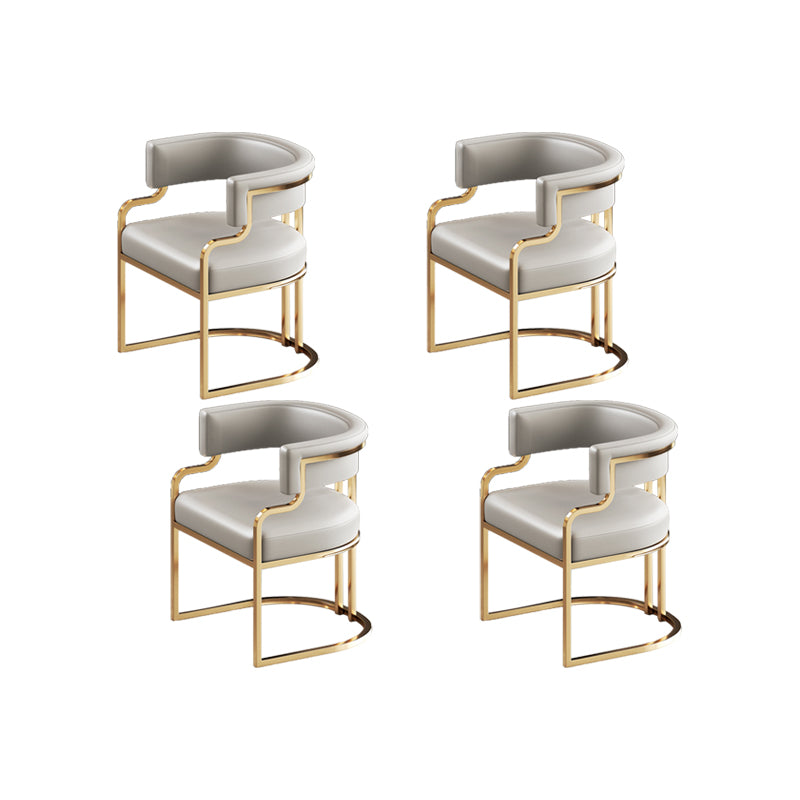 Faux Leather Dining Chairs Glam Style Open Back Armless Chair for Dining Room