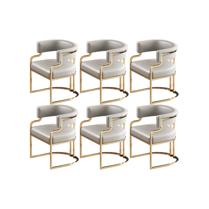 Faux Leather Dining Chairs Glam Style Open Back Armless Chair for Dining Room