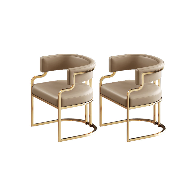 Faux Leather Dining Chairs Glam Style Open Back Armless Chair for Dining Room