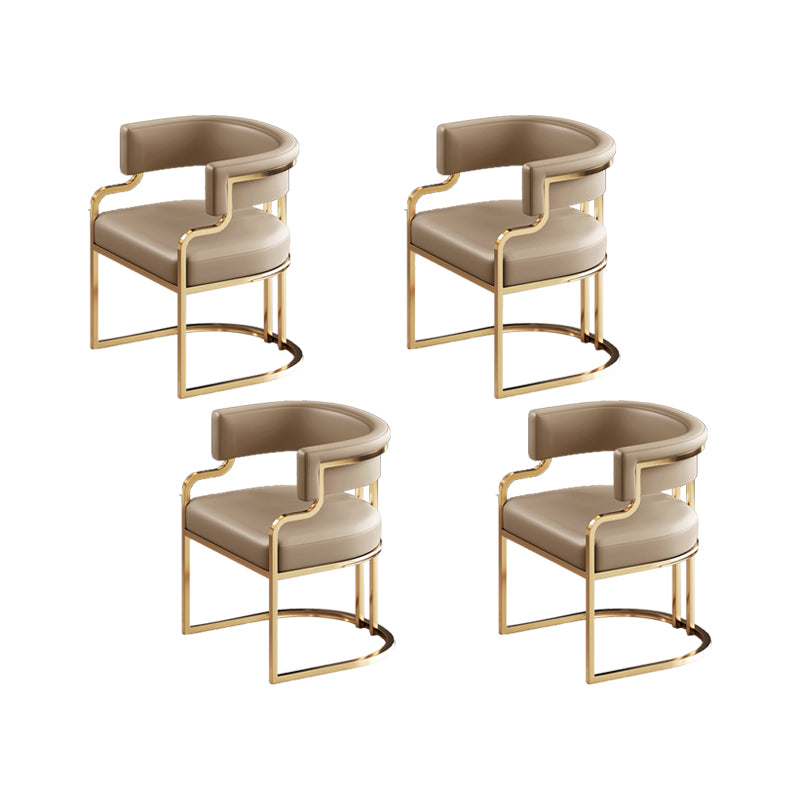 Faux Leather Dining Chairs Glam Style Open Back Armless Chair for Dining Room
