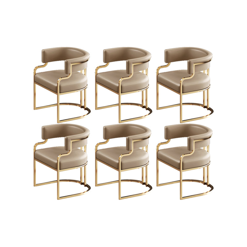 Faux Leather Dining Chairs Glam Style Open Back Armless Chair for Dining Room