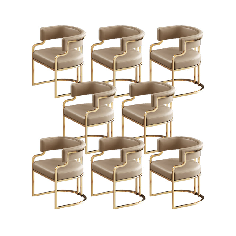 Faux Leather Dining Chairs Glam Style Open Back Armless Chair for Dining Room