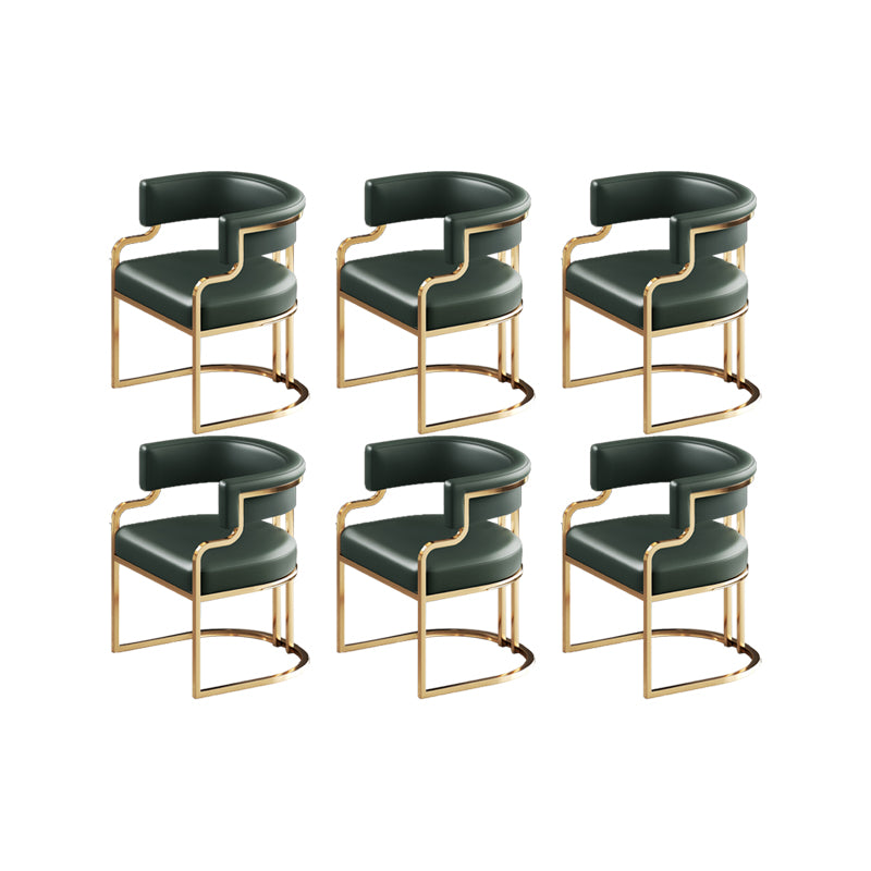 Faux Leather Dining Chairs Glam Style Open Back Armless Chair for Dining Room