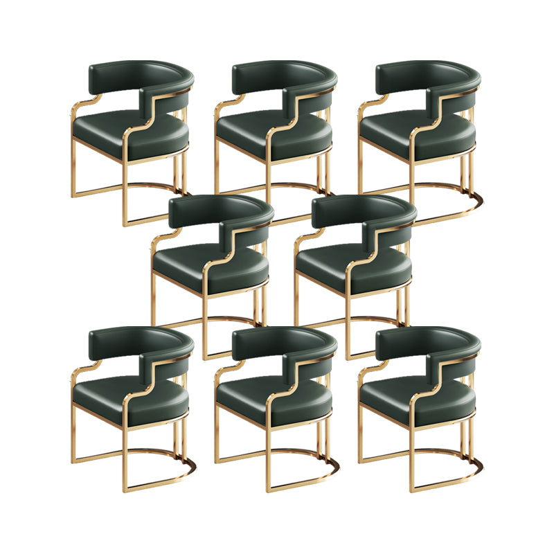 Faux Leather Dining Chairs Glam Style Open Back Armless Chair for Dining Room