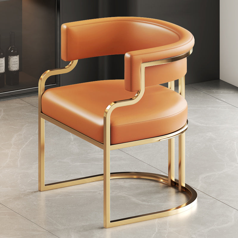 Faux Leather Dining Chairs Glam Style Open Back Armless Chair for Dining Room
