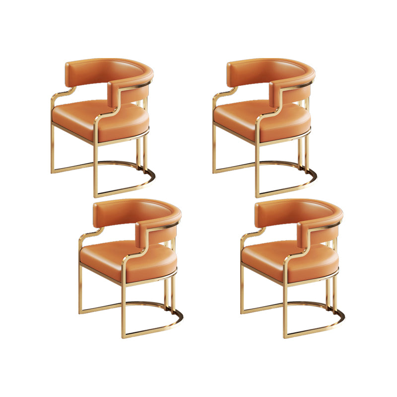 Faux Leather Dining Chairs Glam Style Open Back Armless Chair for Dining Room