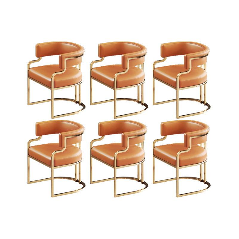 Faux Leather Dining Chairs Glam Style Open Back Armless Chair for Dining Room