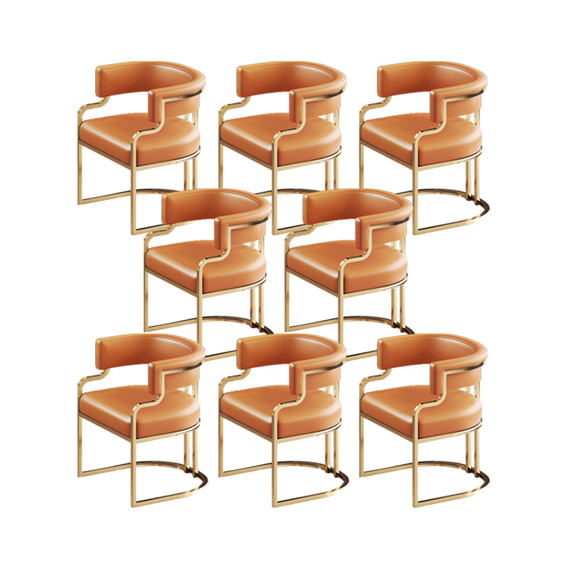 Faux Leather Dining Chairs Glam Style Open Back Armless Chair for Dining Room