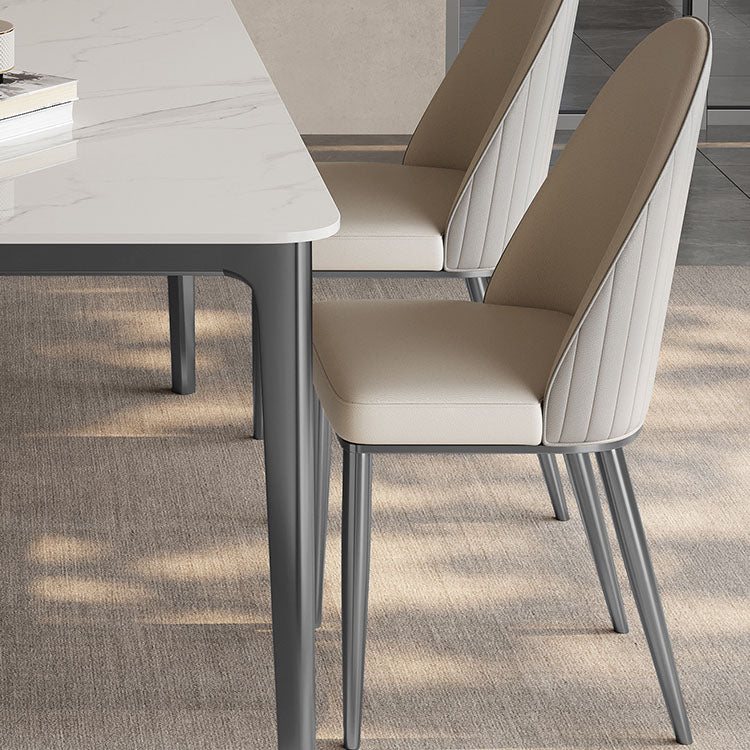 Glam Dining Room Side Chair Metal Legs Parsons Dining Armless Chair