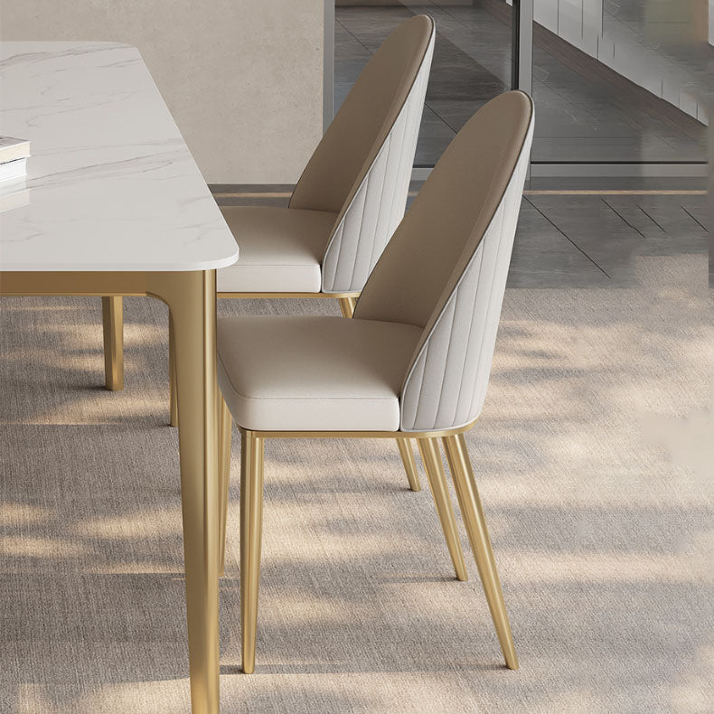 Glam Dining Room Side Chair Metal Legs Parsons Dining Armless Chair