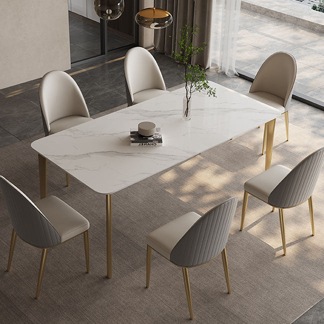 Glam Dining Room Side Chair Metal Legs Parsons Dining Armless Chair