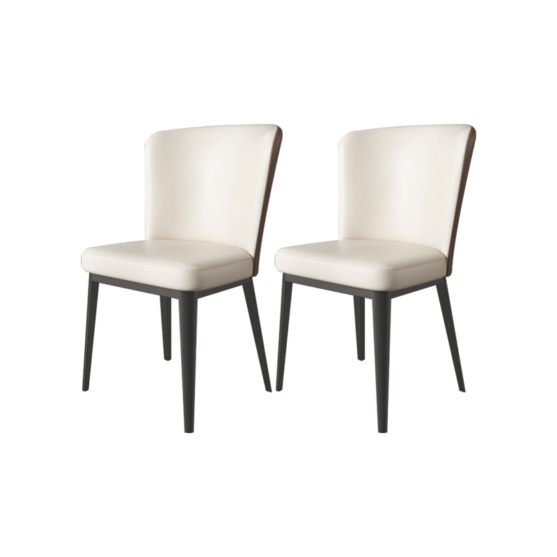 Faux Leather Side Chairs Modern Parsons Armless Chair for Dining Room