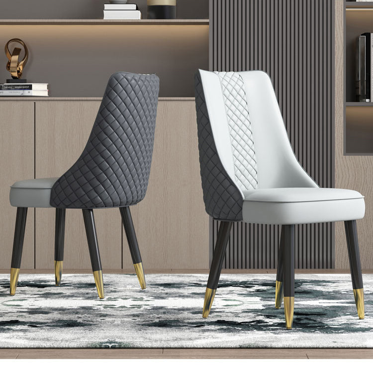 Industrial Style Dining Chairs Faux Leather Kitchen Chairs with Wood Legs