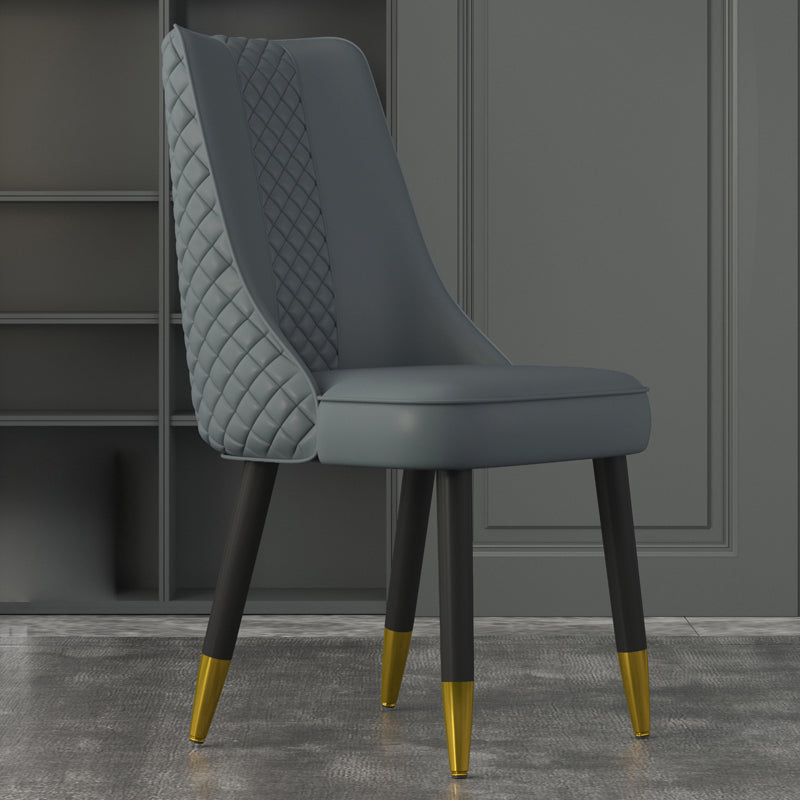 Industrial Style Dining Chairs Faux Leather Kitchen Chairs with Wood Legs