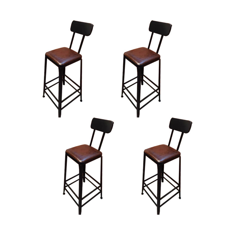 Contemporary Metal Dining Stool Armless Bar Stool with Black Base