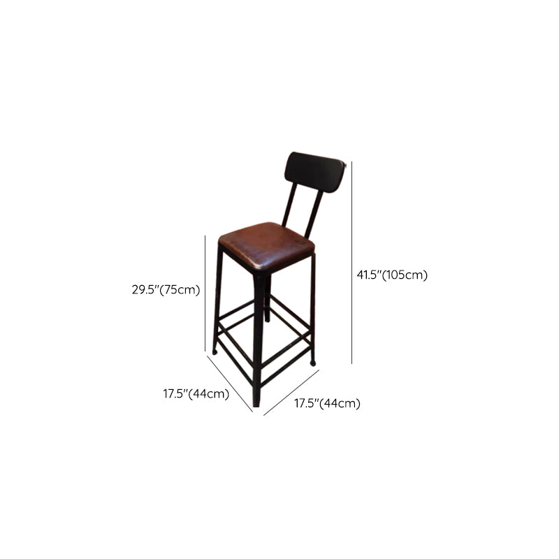 Contemporary Metal Dining Stool Armless Bar Stool with Black Base