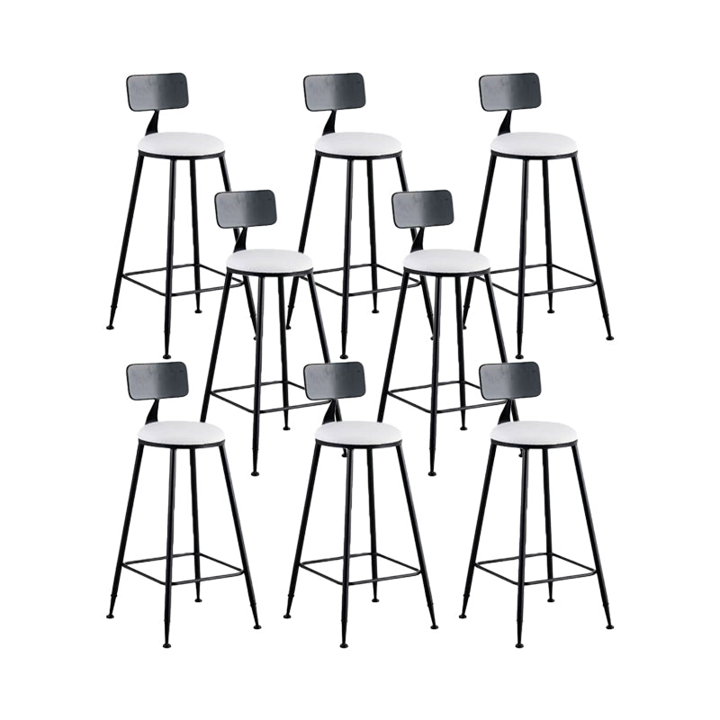 Round Upholstered Dining Stools Low Back Bar Stools with Footrest