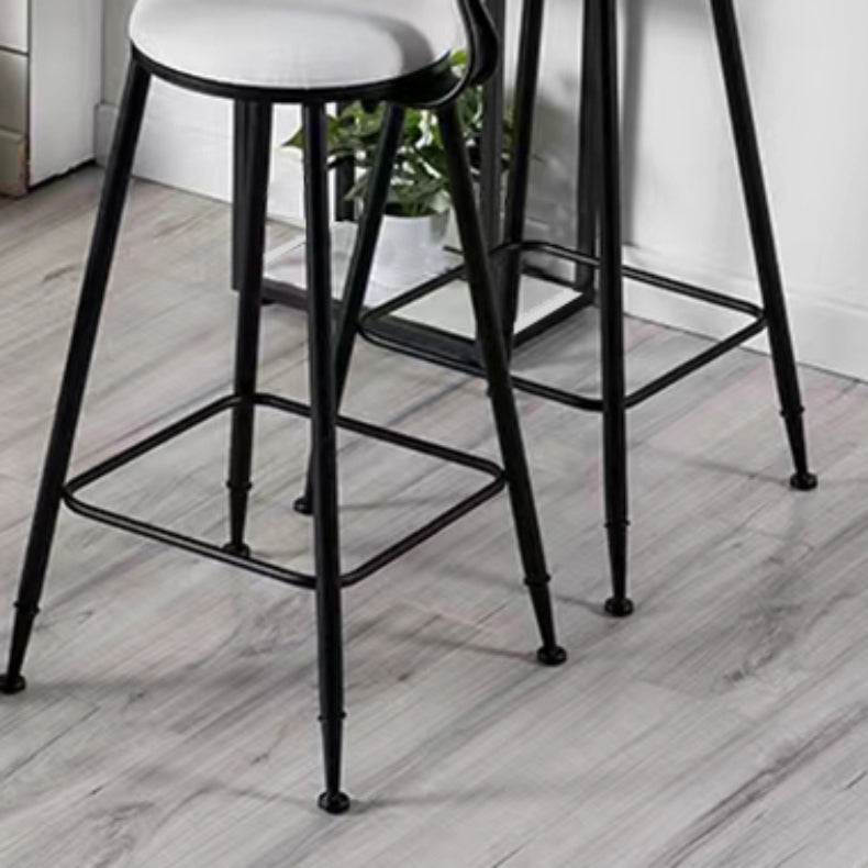 Round Upholstered Dining Stools Low Back Bar Stools with Footrest