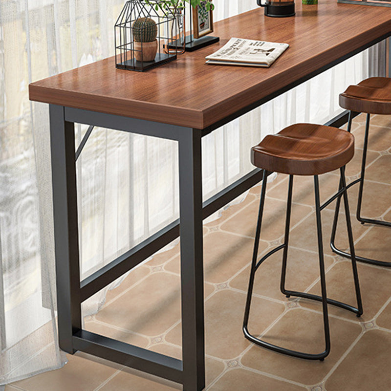 Rectangle Manufactured Wood Bistro Table Modern Pub Table with Metal Frame