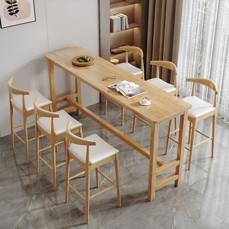 Modern Indoor Bar Stool Table Rectangle Wood Bar Dining Table