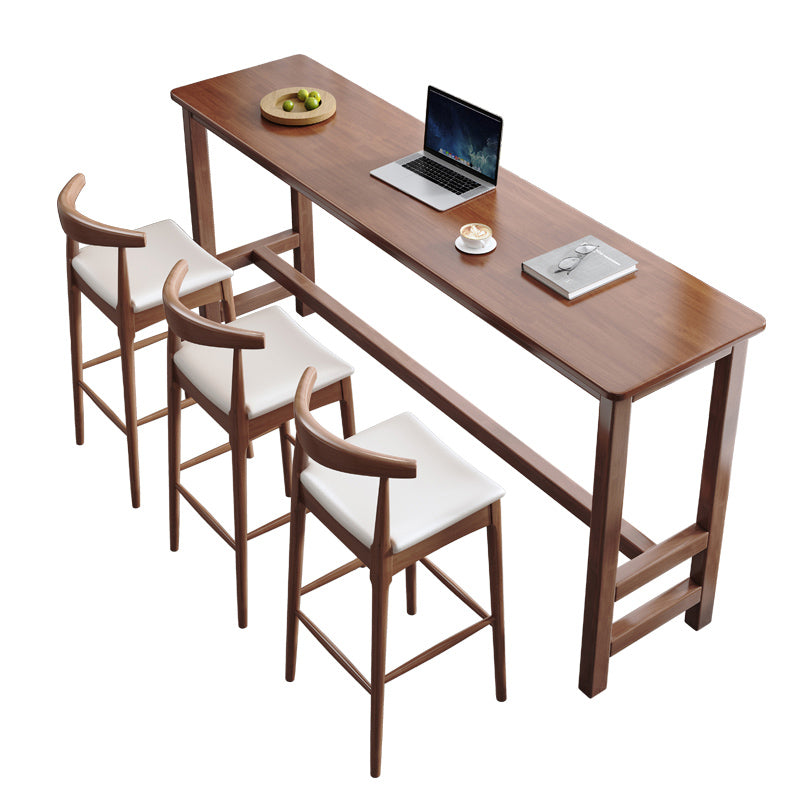Modern Indoor Bar Stool Table Rectangle Wood Bar Dining Table