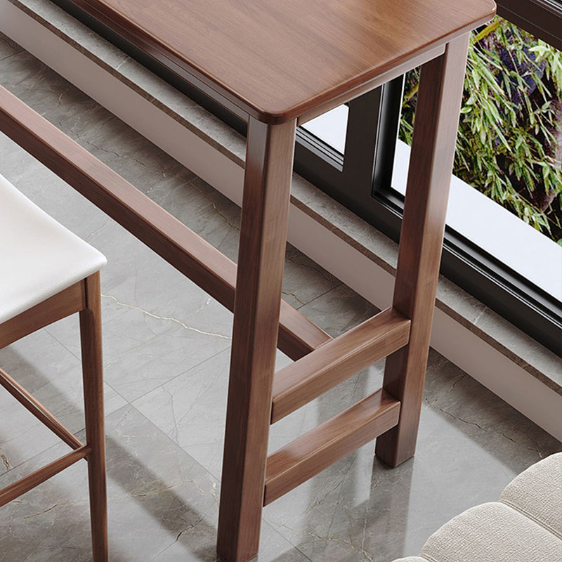 Modern Indoor Bar Stool Table Rectangle Wood Bar Dining Table